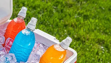 Three bottles in cooler