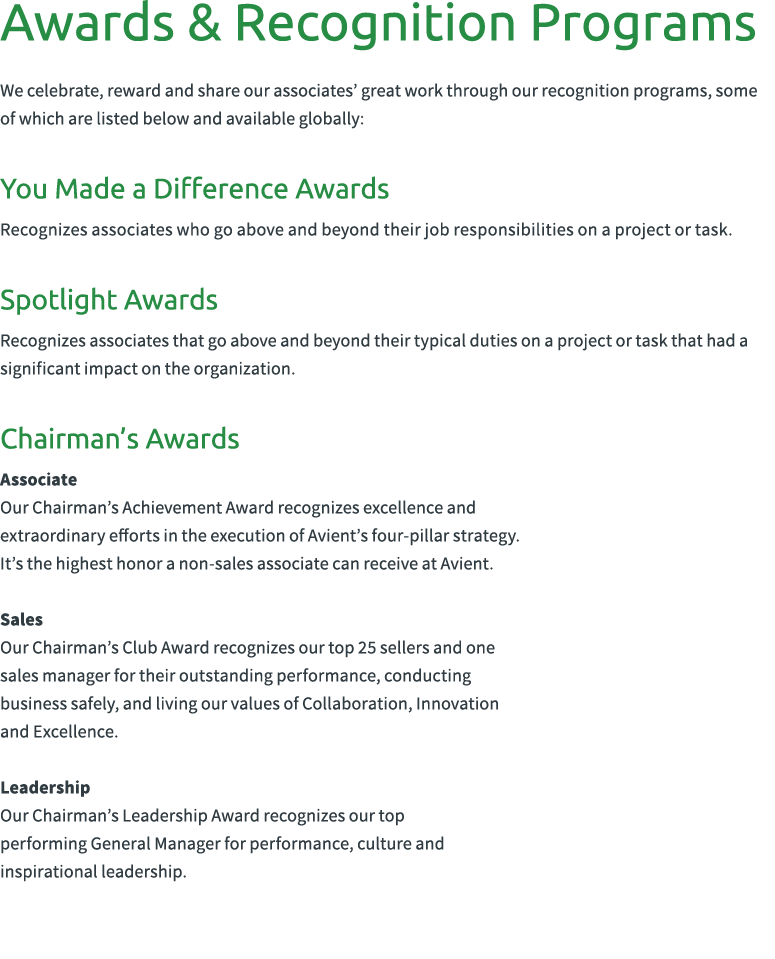 Awards & Recognition Programs We celebrate, reward and share our associates’ great work through our recognition progr...